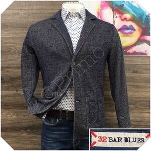 32 BAR BLUES Mens Blazer Sport Coat Casual Jacket Size M (40R) Knit Cotton Suit